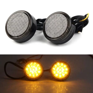 12V LED Round Smoke Turn Signal Indicator Blinker Light Lamp Amber Smoke uk - Picture 1 of 10