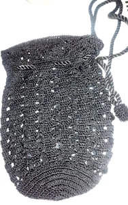 Dolce & Gabbana Parfüm schwarze Pailletten gehäkelt Eimer Sack Beutel Tasche Vintage - Bild 1 von 17