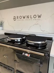 Par de fundas de placa negras de algodón y toallas para chefs chef para Aga con bucle - Imagen 1 de 2