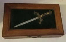 Vintage Wooden Sword MCM Men Jewelry Box velvet Gothic Medieval 