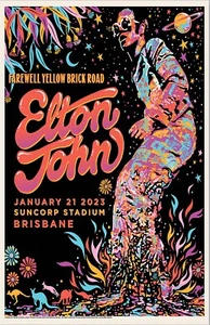 Póster de concierto enmarcado ELTON John 2023 Brisbane AU - Imagen 1 de 2