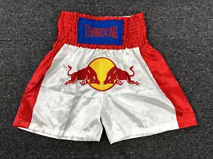 Thai Boxing Muay Thai Shorts Red Bull Mens OSFM White Red Drawstring - Picture 1 of 9