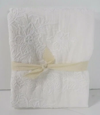 Pottery Barn Adette Bordado Floral Algodón King Acolchado Falsa Blanco #7008 Foto 1 de 4