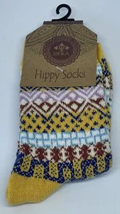 Women’s Socks Mixed Maze Yellow Mix - Mid-Calf - Cotton Polyester Spandex - Picture 1 of 4