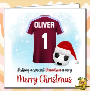 Personalised West Ham Football Christmas Card Son Grandson Nephew Dad Niece /JC - Picture 1 of 3