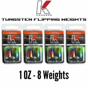1 OZ RAINBOW METALLIC - 4 Pack (8 Weights) TUNGSTEN Flipping Weights - Picture 1 of 3