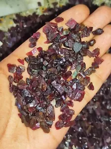 Impresionante granate rojo, trozos pequeños crudos, astillas genuinas, color superior para joyería - Imagen 1 de 4