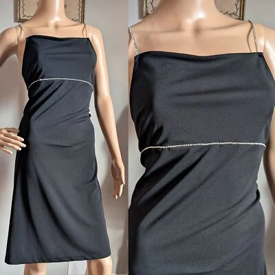 90s Vintage Express Mini Dress Formal Cocktail Empire Waist Rhinestone Size 11 - Image 1 of 4