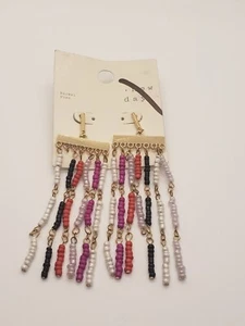 A New Day Women's 3 Inch Long Dangle Beaded Multi-Color Earrings - Picture 1 of 1