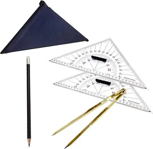 Triangular Set Boat Architect Architectural Stationery Navigation Compass Course - Picture 1 of 5