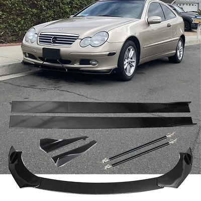 For Mercedes-Benz C230 Front Lip Chin Bumper Bod Kit Side Skirt Carbon Fiber Foto 1 de 4