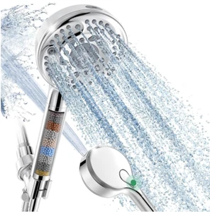 Cabezal de ducha filtrado con cabezal de ducha desmontable de mano con ajuste de 9 pulverizadores con F - Imagen 1 de 9