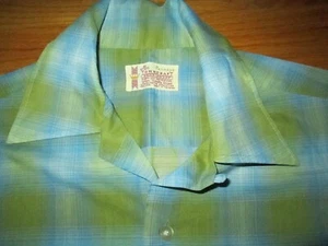 Shadow Plaid Vtg 1960s Loop Collar Penney's TOWNCRAFT Double Pocket Shirt S EUC - Picture 1 of 5
