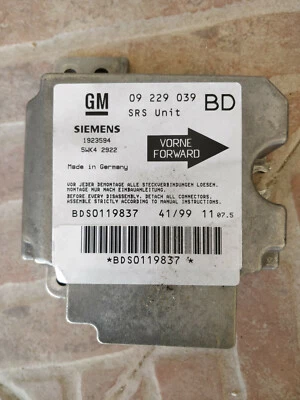 CENTRALINA AIRBAG SIEMENS SRS UNIT ECU AIRBAG OPEL VECTRA B 09229039 1923594 - Immagine 1 di 2
