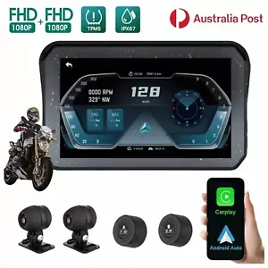 5" Wireless Motorcycle Carplay Waterproof 1080P HD WIFI APP GPS DVR Navigation - Bild 1 von 14