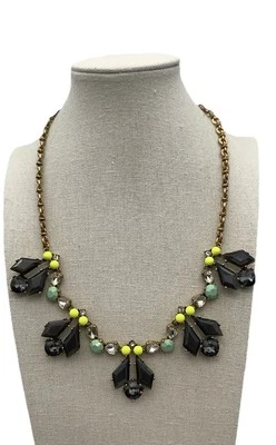 Cadena tono dorado J.Crew gris cristal azul cuentas con collar llamativo amarillo brillante Foto 1 de 4