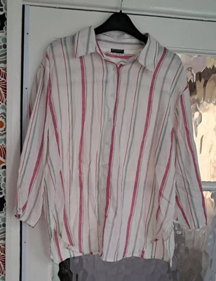 Ladies soft linen striped blouse size 8 . - Image 1 of 4