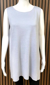 Túnica Eileen Fisher Para Mujer L Azul Tanque Seda Georgette Informal Minimalista Trabajo - Imagen 1 de 6