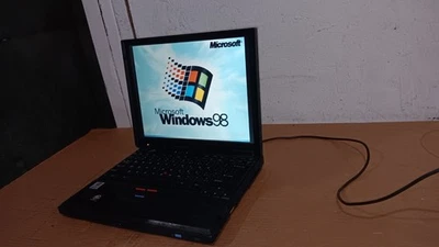 Vintage Retro IBM Thinkpad 600X Laptop Windows 98SE Serial Port DVD drive MS DOS - Image 1 of 4