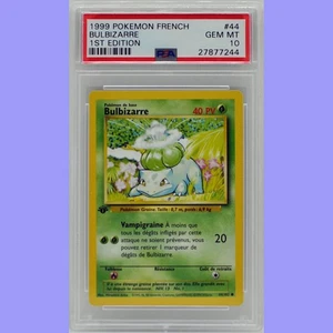 Pokemon 1st Edition Base Set French Bulbasaur (Bulbizarre) #44 PSA 10 Gem Mint - Picture 1 of 4