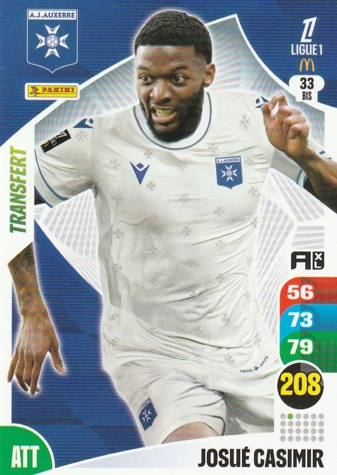 N° 33 BIS - CARTE FOOT PANINI ADRENALYN 2025 2026 - JOSUE CASIMIR -  AUXERRE - Photo 1/1
