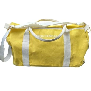 Vintage Canvas Duffle Merle Norman Yellow Zip Close Gym Travel Shoulder Bag 70s - Picture 1 of 9