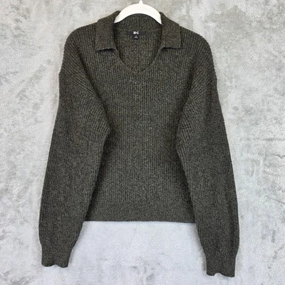 Suéter Uniqlo C Mujer Pequeño Verde Mezcla de Lana Tejido Cuello en V Pullover Foto 1 de 4