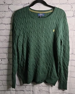 Polo Ralph Lauren Boy's Green Cable Knit Cotton Sweater Size XL (16-18). - Picture 1 of 6