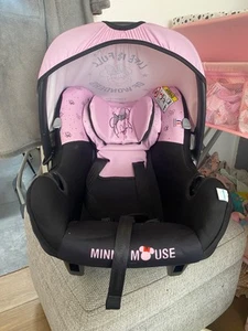 black and pink mini mouse baby car seat suits 0-6 months old - Picture 1 of 12
