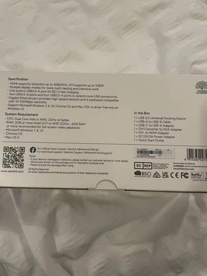 USB 3.0 and USB C Universal Docking Station Dual Video Monitor Display DVI HDMI - Image 1 of 2