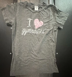 Girls Size 10 “I Love Gymnastics” Urban Smalls Gray Short Sleeve Shirt - Picture 1 of 3