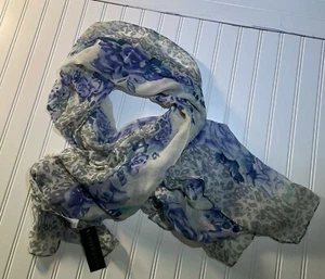 Amiee Lynn Scarf Women NWT Blue Grey Polyester  - Picture 1 of 5