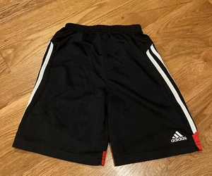 Adidas Boys 3 Stripe Athletic Shorts Black/Red - Size 7 - Picture 1 of 4