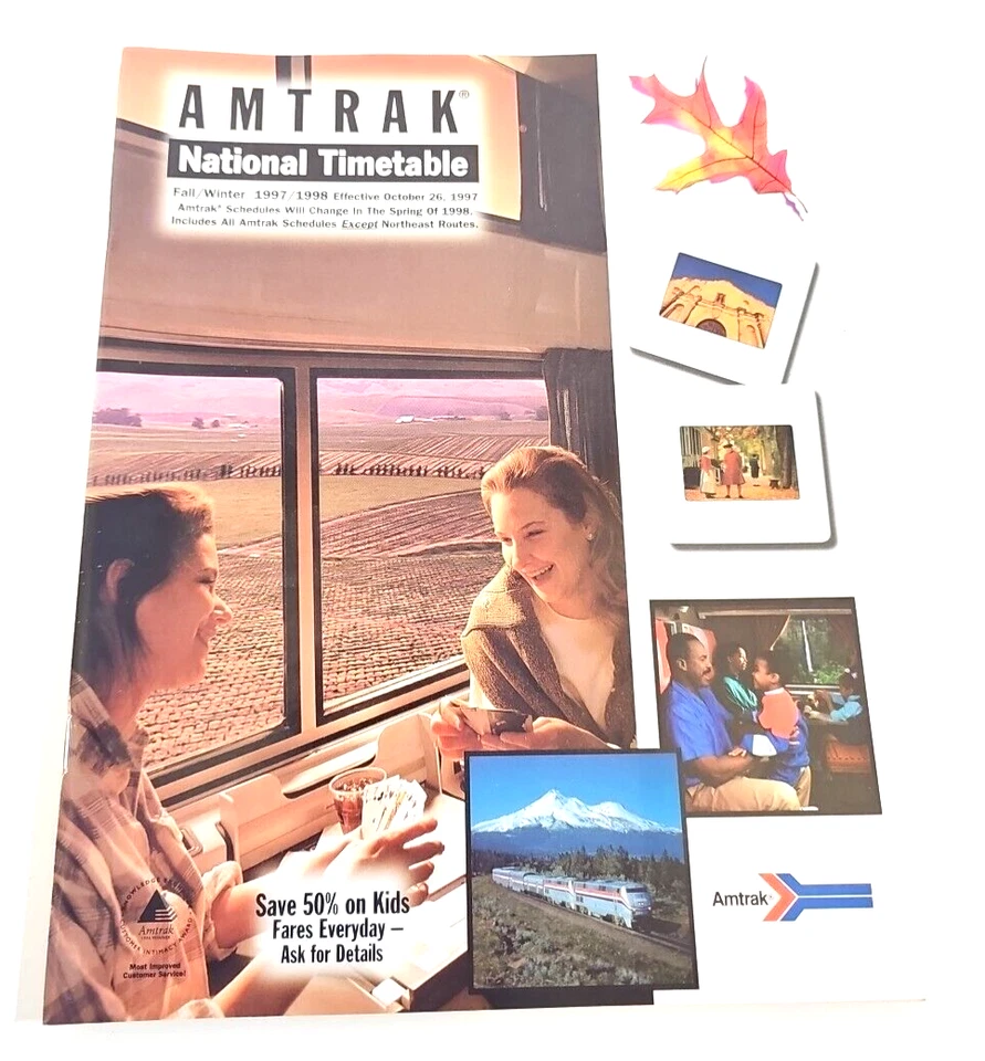 Amtrak National Timetable Fall Winter 1997 1998 Effective 10/26 Passenger Rail - Image 1 of 2