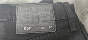Levis 514 Jeans Black Mens 34x30 Straight Stretch Denim - Picture 1 of 8
