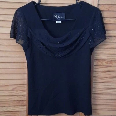 S. L. Fashions Petite Jeweled Cap Sleeve Top Size 8P - Image 1 of 4