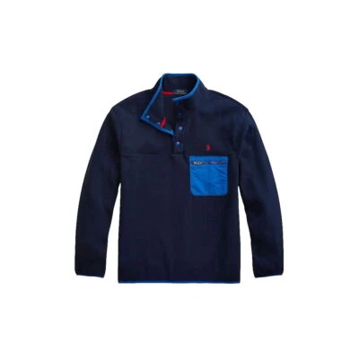 Chaqueta Pullover Polo Ralph Lauren Para Hombres Crucero Azul Marino Simulada Polar $148 Foto 1 de 3