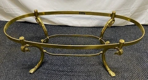 Hollywood Regency Brass Swan Foot Coffee Table LaBarge Italy Cover