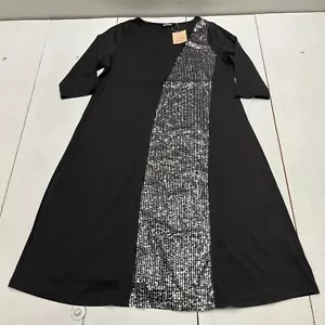 BloomChic Black Sequin 3/4 Sleeve A-Line Maxi Dress Women's Size 14-16 NEW - Picture 1 of 6