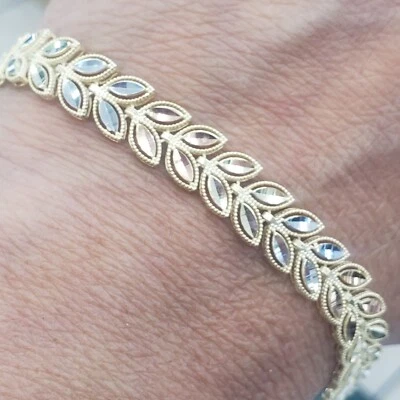 real 14k Yellow white rose gold bracelet adjustable Size 6.25- 7.25 Shinny  - Image 1 of 4