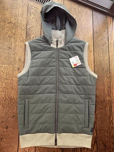 PUMA Clubhouse Hybrid Insulated Golf Vest Pebble Grey Hood Men Size Small S NWT - Picture 1 of 6