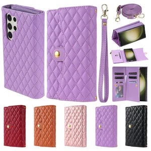 For Samsung Galaxy S24 S23 S22 S21 Crossbody Multi Card Slots Wallet Phone Case - Picture 1 of 36