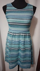 Wonder Nation Brand Blue Striped Lace Women's Dress Size 10 - Picture 1 of 8