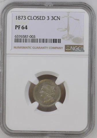Best Price on eBay! 1873 3cN NGC PR 64 (Closed 3) 3-Cent Nickel Proof Cover