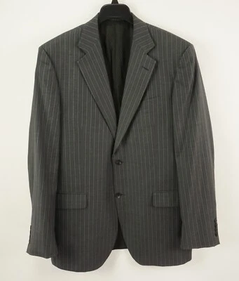 Lubiam Studio Super 110s Men's 42L Gray Blue Striped Dual Vent Notch Blazer - Image 1 of 4