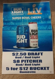 Super Bowl LV (55) Bud Light Poster Banner Man Cave/Game Room 24x36 Bucs Chiefs - Picture 1 of 1
