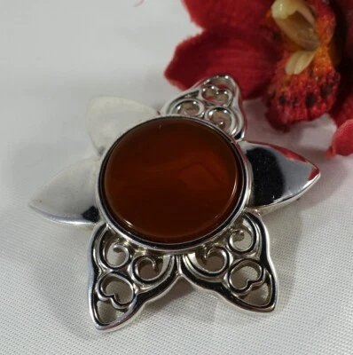 Schöner Pierre Lang Anhänger Brosche Silberfarben mit Stein / ev 600 (18) - Bild 1 von 4