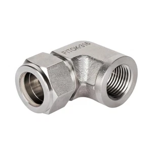 FITOK 1/2 in OD x 1/4 Female NPT Elbow 316 Stainless Steel Compression Fitting - Picture 1 of 1