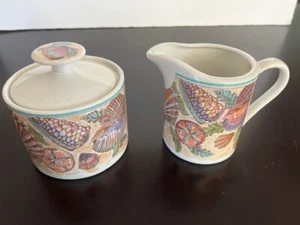 FITZ & FLOYD SUGAR & CREAMER SET 1995 HABITAT AMERICANA OMNIBUS "CARIBBEAN " - Bild 1 von 9
