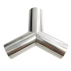 1 pieza tubo de escape pulido de acero inoxidable 3 vías 120 grados en forma de Y - Imagen 1 de 6